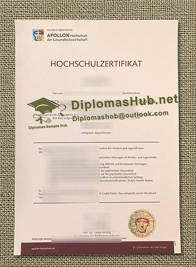 Apollon Hochschule der Gesundheitswirtschaft Urkunde