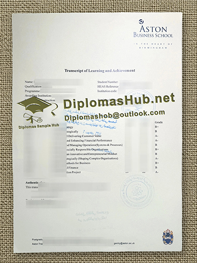 Aston Business School Transcript
