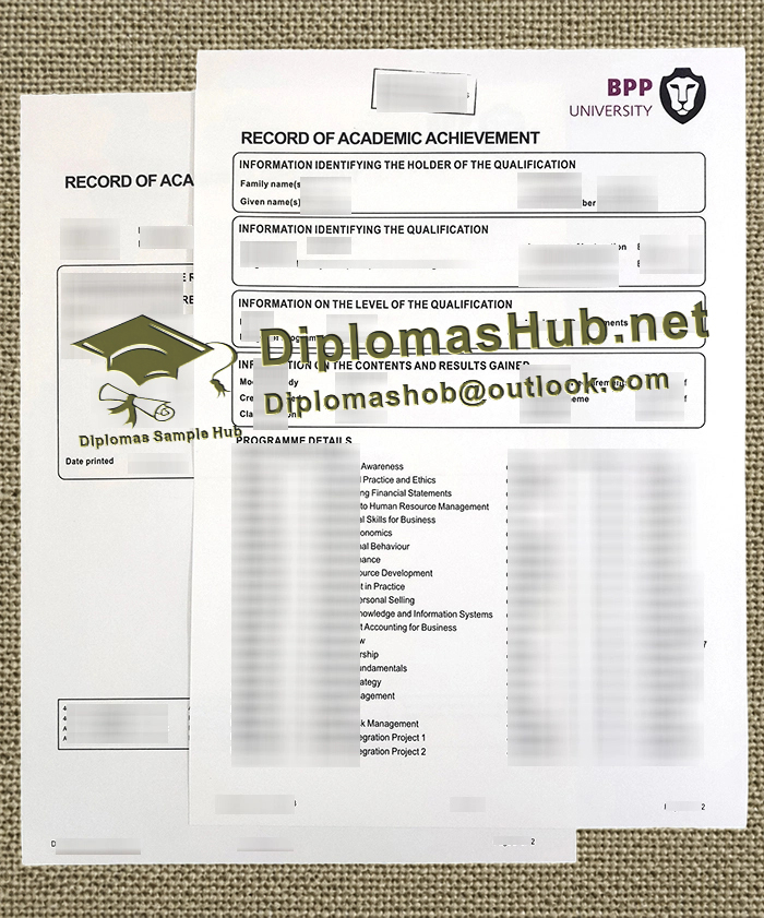 BPP University Transcript