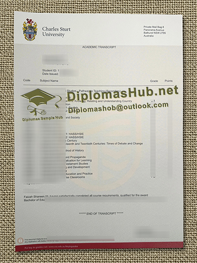 Charles Sturt University Transcript