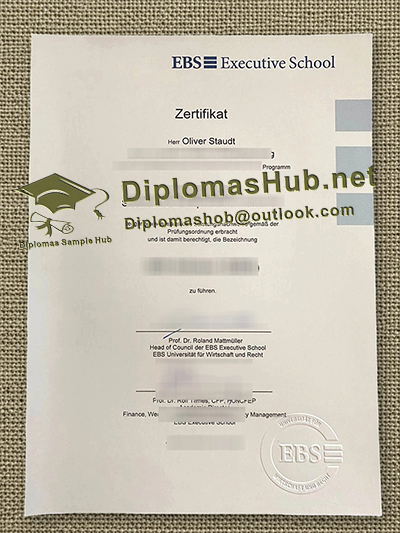 EBS Universität für Wirtschaft und Recht Urkunde
