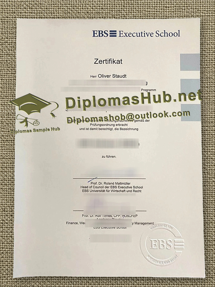 BS Universität für Wirtschaft und Recht Urkunde