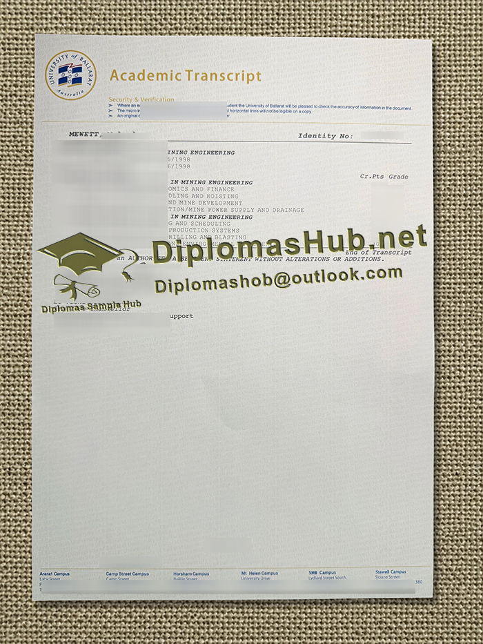 University of Ballarat Transcript