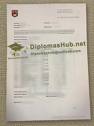 University of Birmingham Transcript