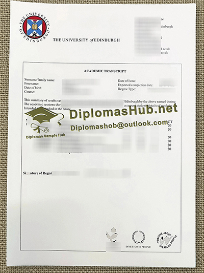University of Edinburgh Transcript