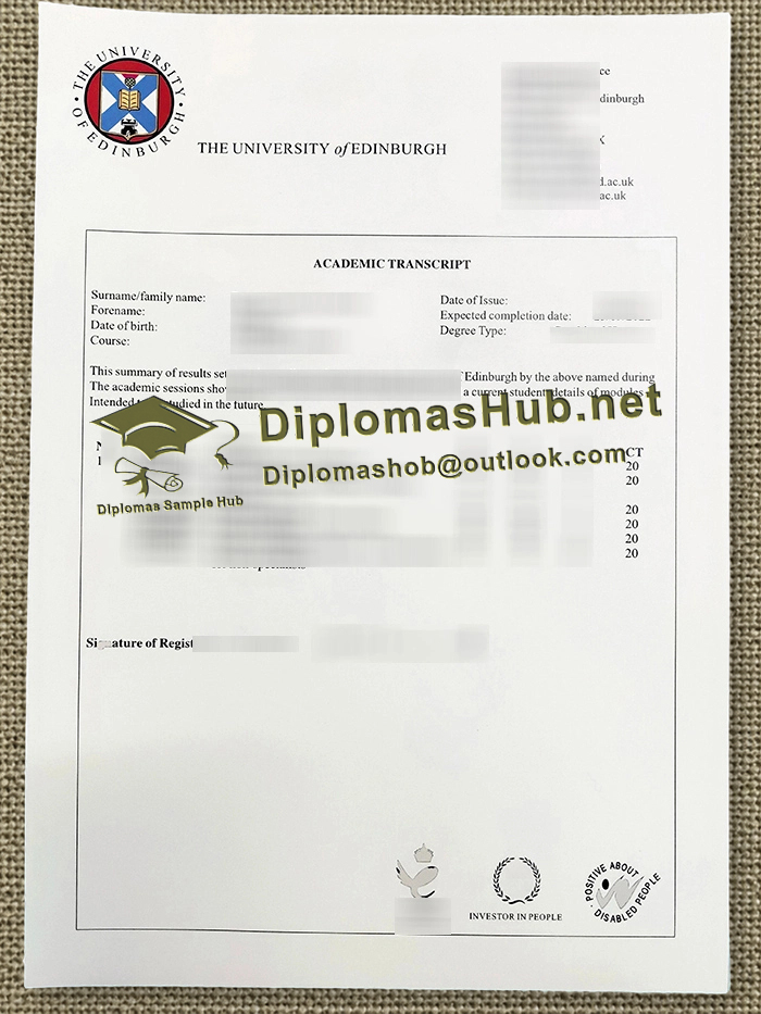 University of Edinburgh Transcript