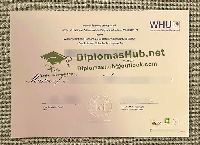 WHU – Otto Beisheim School of Management Urkunde WHU – Otto Beisheim School of Management Urkunde