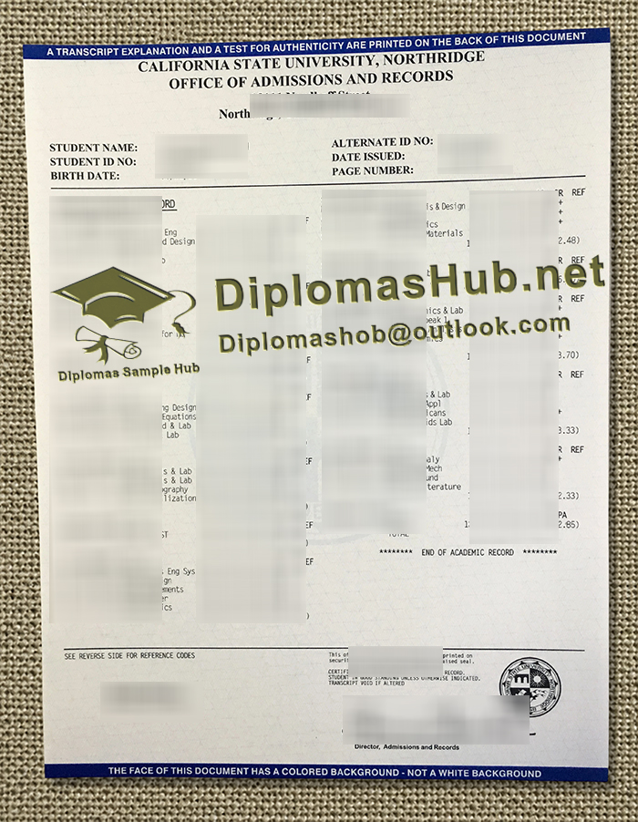 California State University, Northridge Transcript