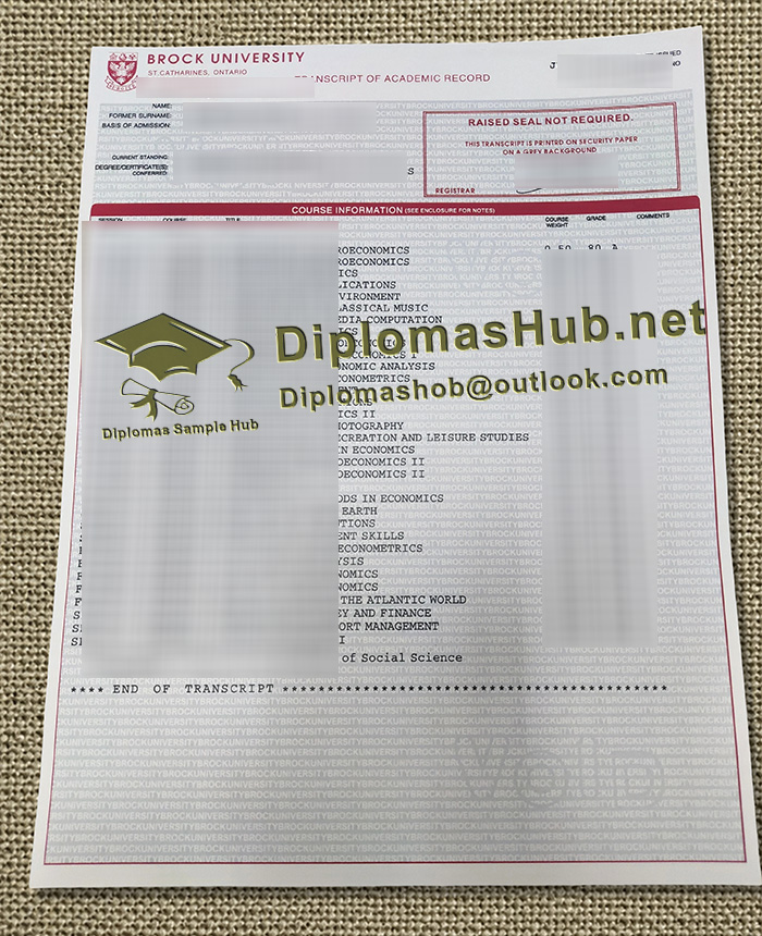Brock University Transcript