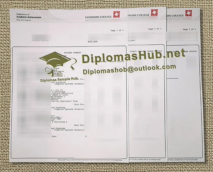 Fanshawe College Transcript