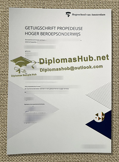 Hogeschool van Amsterdam Getuigschrift