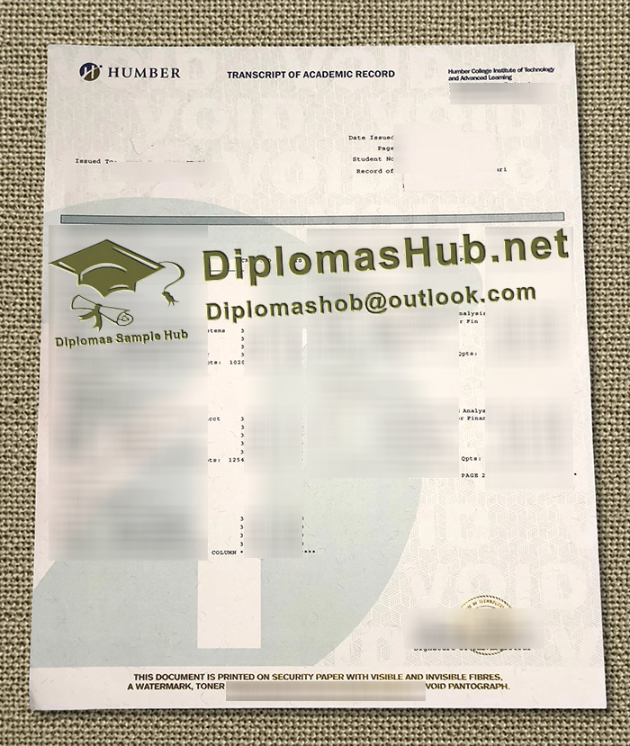 Humber College Transcript