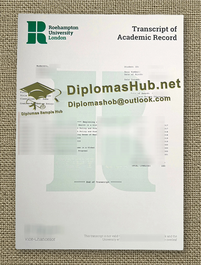 University of Roehampton Transcript