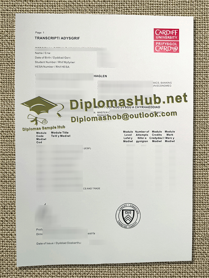 Cardiff University Transcript