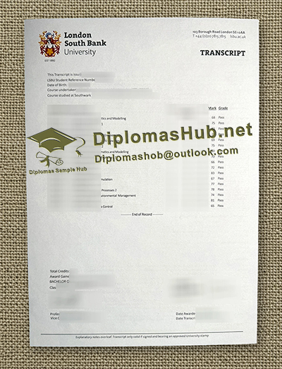 London South Bank University Transcript