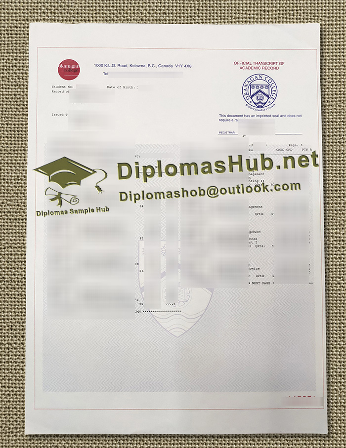 Okanagan College Transcript