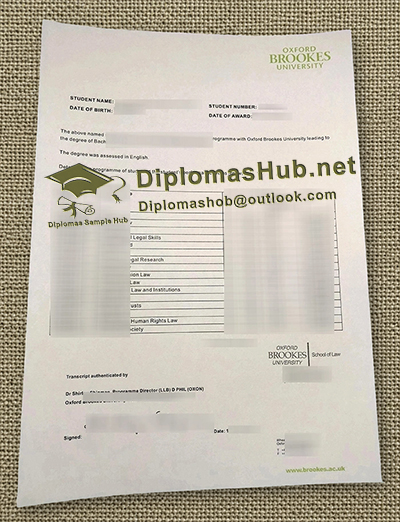 Oxford Brookes University Transcript
