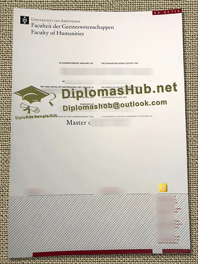 Universiteit van Amsterdam Getuigschrift