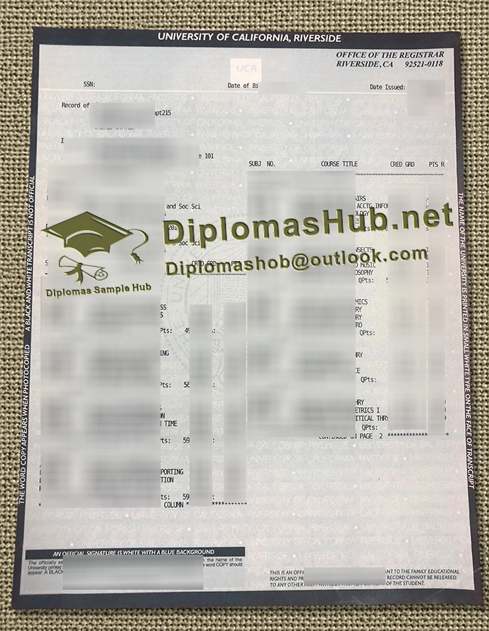 University of California, Riverside Transcript
