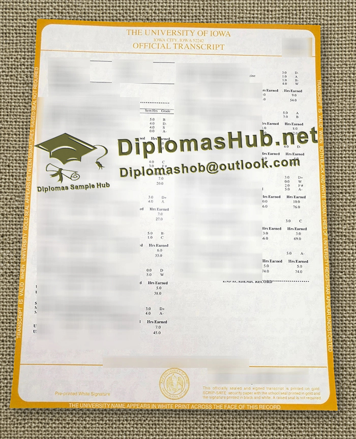 University of Iowa Transcript