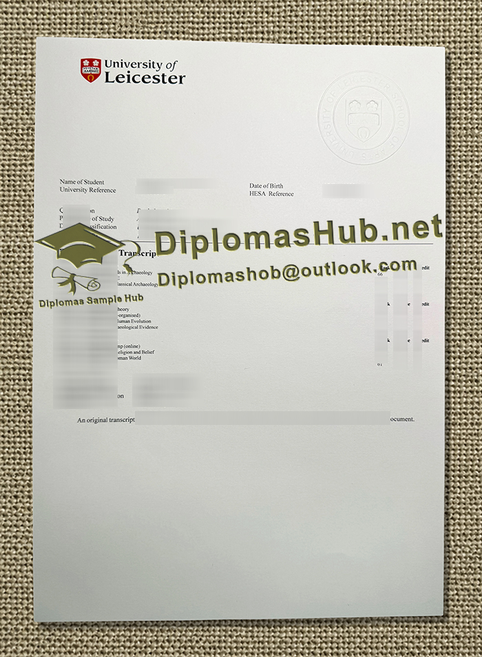 University of Leicester Transcript University of Leicester Transcript