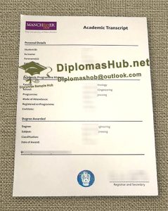 University of Manchester Transcript