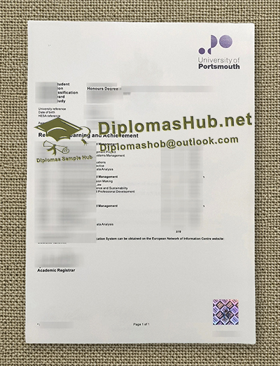 University of Portsmouth Transcript