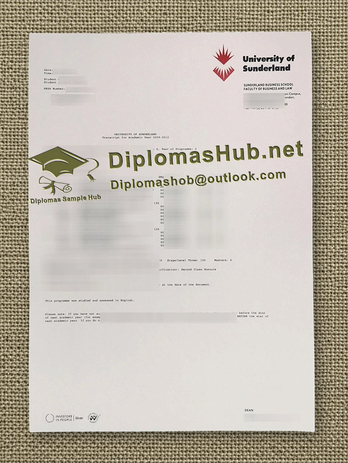 University of Sunderland Transcript University of Sunderland Transcript