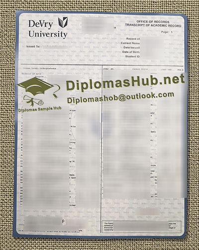 DeVry University Transcript