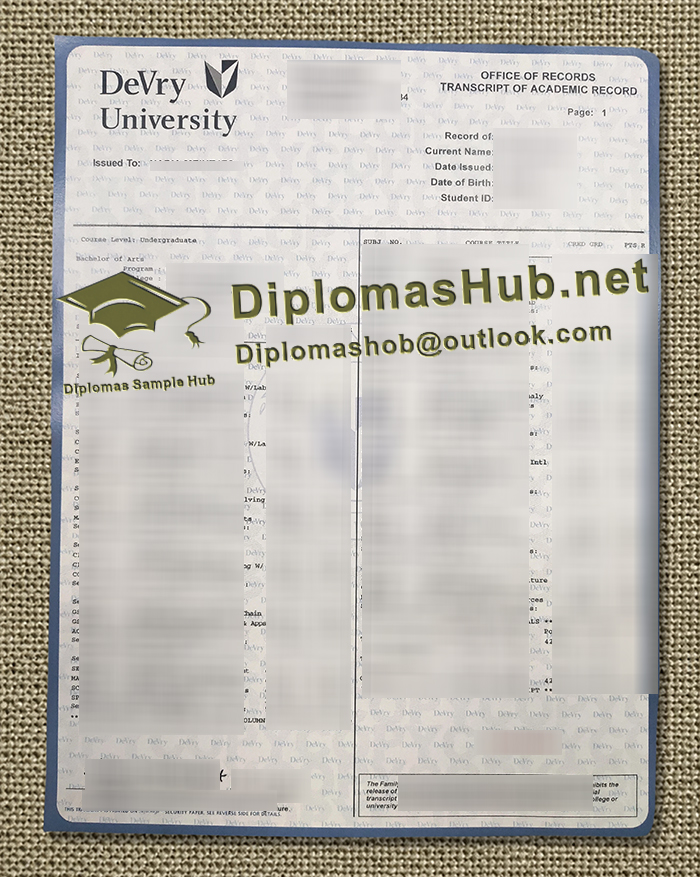 DeVry University Transcript