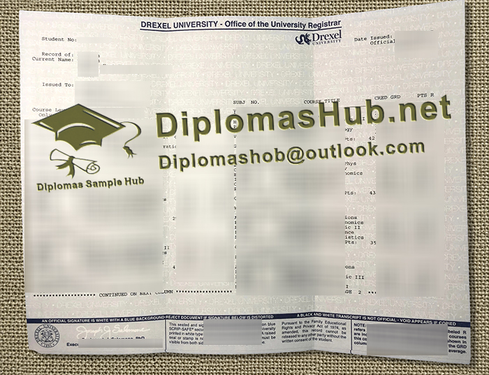 Drexel University Transcript