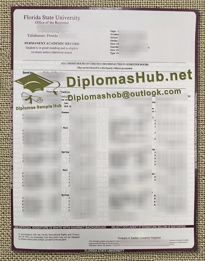 Florida State University Transcript Florida State University Transcript