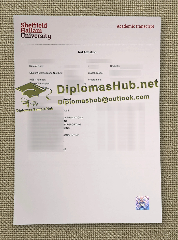 Sheffield Hallam University Transcript