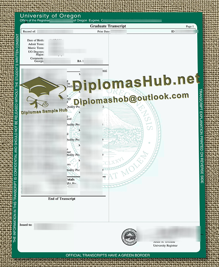 University of Oregon Transcript