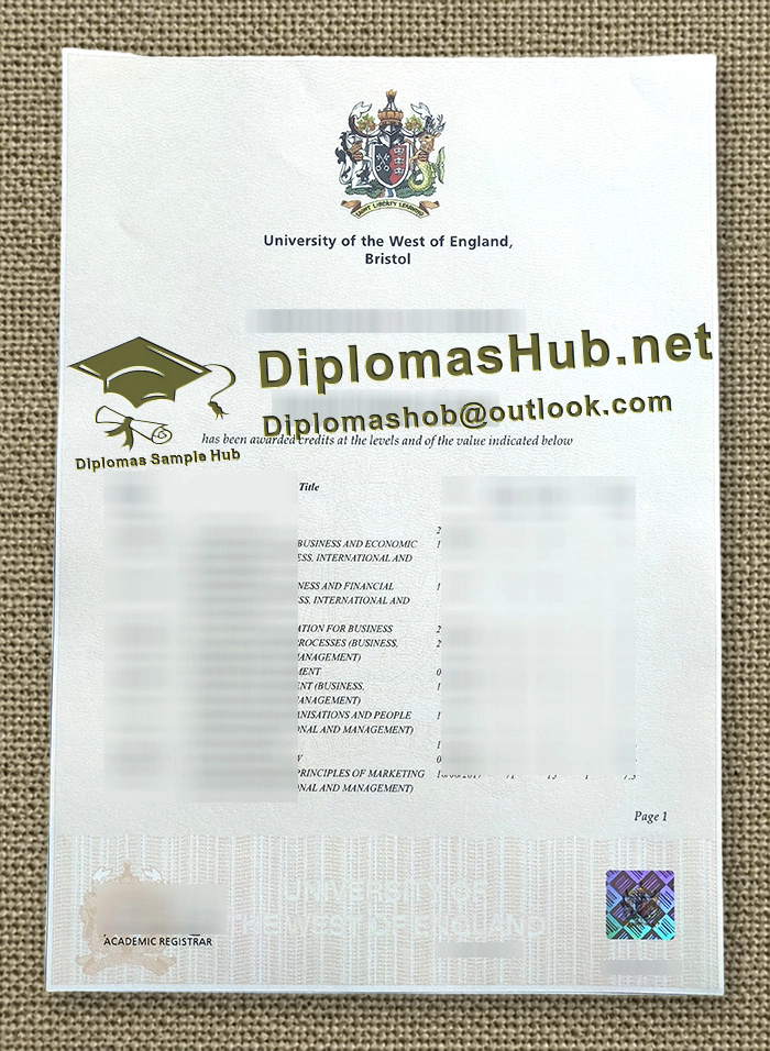 University of the West of England Transcript