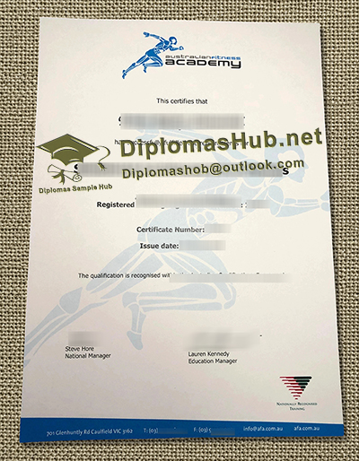 Australian Fitness Academy Certificate