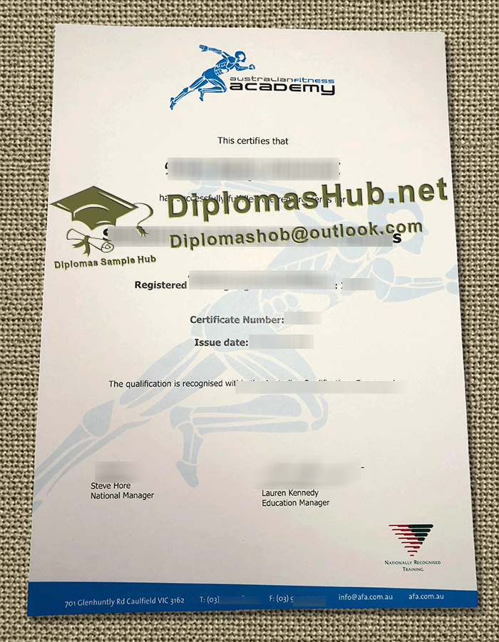 Australian Fitness Academy Certificate Australian Fitness Academy Certificate